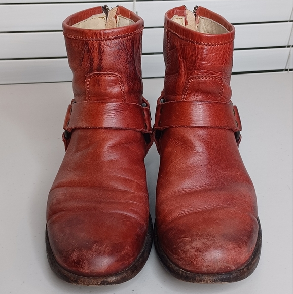 Frye Phillip Boho Leather Sz 7 Harness Boots - Picture 4 of 11